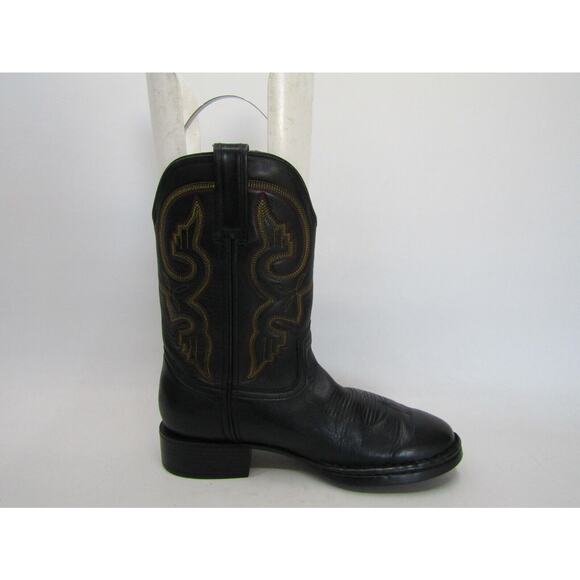 Double H Mens 8 M Black Leather Cowboy Western Boots main image 5